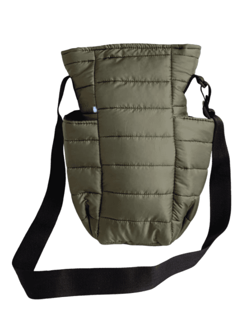 BOLSO MATERO PUFFER DOBLE BOLSILLO NEGRO/VERDE MILITAR