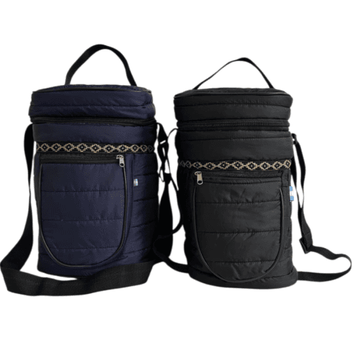 BOLSO MATERO PUFFER NEGRO/AZUL