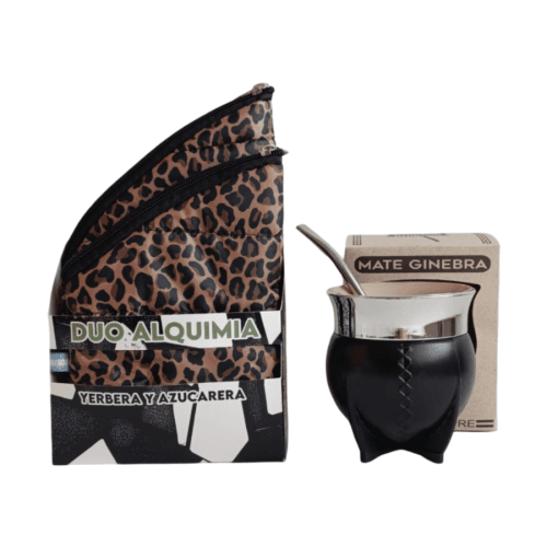 SET MATERO DUO ALQUIMIA PUFFER PRINT + MATE GINEBRA BLANCO/NEGRO/YUTE