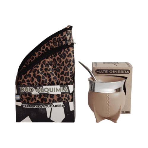 SET MATERO DUO ALQUIMIA PUFFER PRINT + MATE GINEBRA BLANCO/NEGRO/YUTE