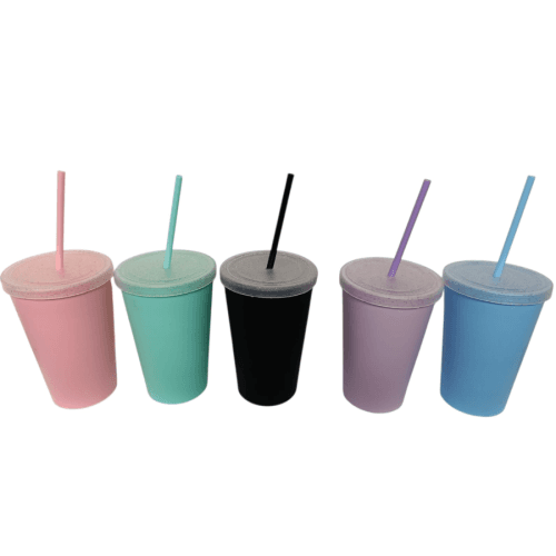 VASO NIÑO/A PASTEL TAPA GLITTER 500CC