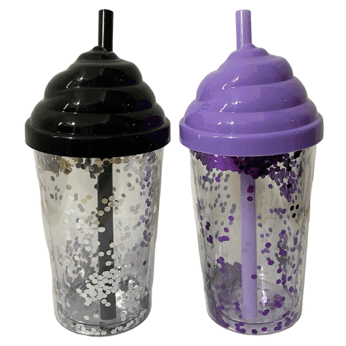 VASO OREJITAS CON SORBETE GLITTER 350ML